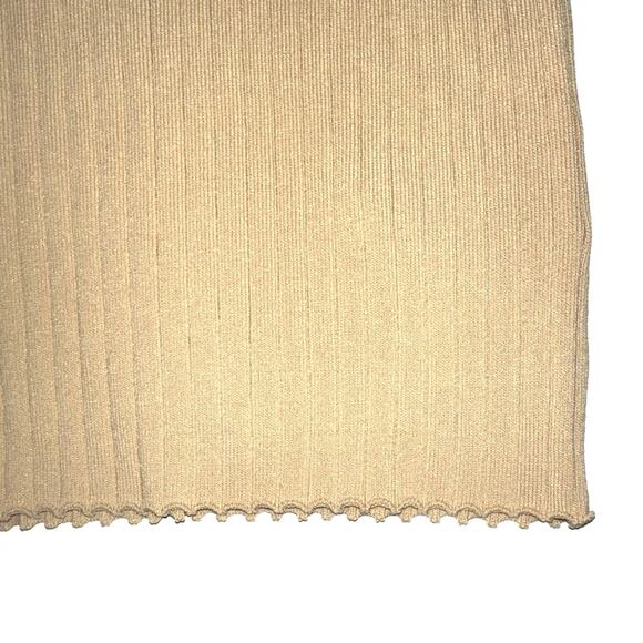 Amanda Maria Nude Tan High Neck Ribbed Tank Top Size Medium - Picture 5 of 10